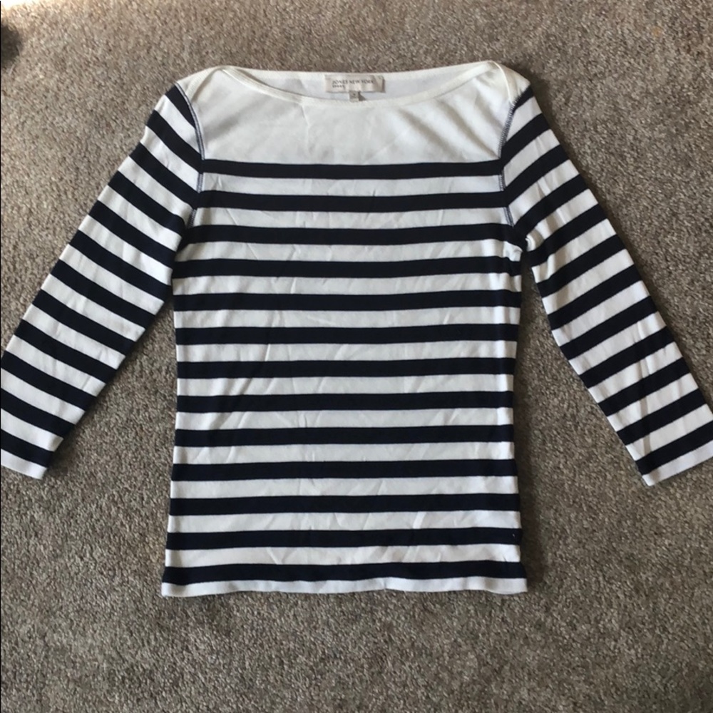 Navy & white stripe 3/4 sleeve Jones New York top